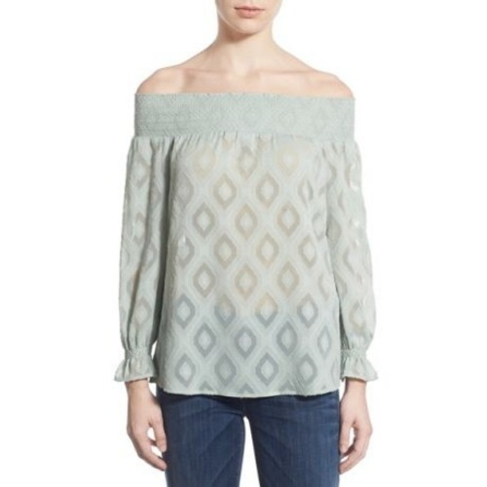 Rebecca Minkoff  - Off Shoulder, 'Atmosphere' Blouse, Diamond Pattern - Size MM